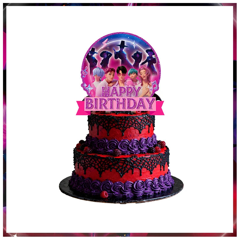 Kpop Demon Hunters Birthday Decorations Saja Boys Purple Napkins Plates Tableware Kpop Demon Hunter Birthday Party Favors Supply