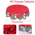 Christmas Polyester Round Tablecloth 2025 Merry Christmas Decoration For Home Xmas Gift Navidad New Year 2026 Dining Table Cover