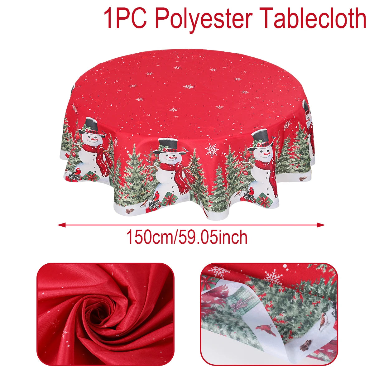 Christmas Polyester Round Tablecloth 2025 Merry Christmas Decoration For Home Xmas Gift Navidad New Year 2026 Dining Table Cover