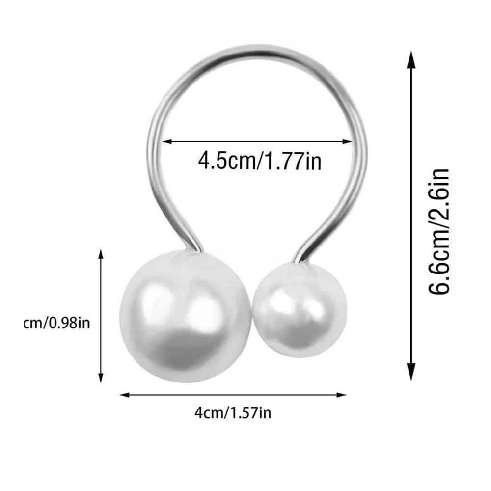 12PCS Pearl Napkin Rings Set Gold Napkin Ring Holders Serviette Ring Buckle for Wedding Birthday Banquet Party Table Supplies