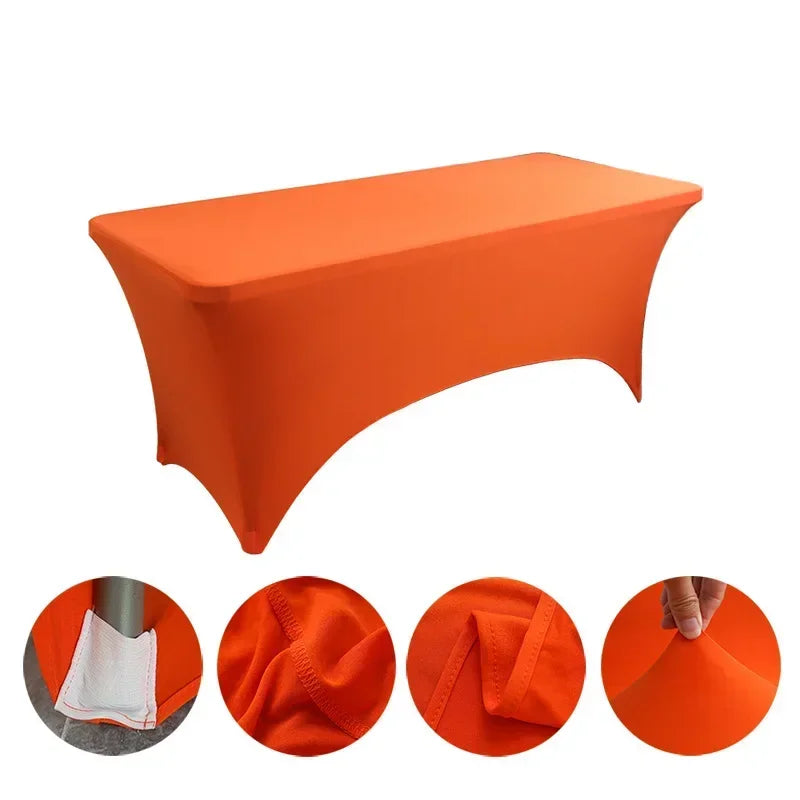 6FT 8FTSpandex Tablecloth High Stretch Wedding Hotel Birthday Table Cover for 4ft 5ft 6ft 8ft Folding Table Cocktail Tablecloth