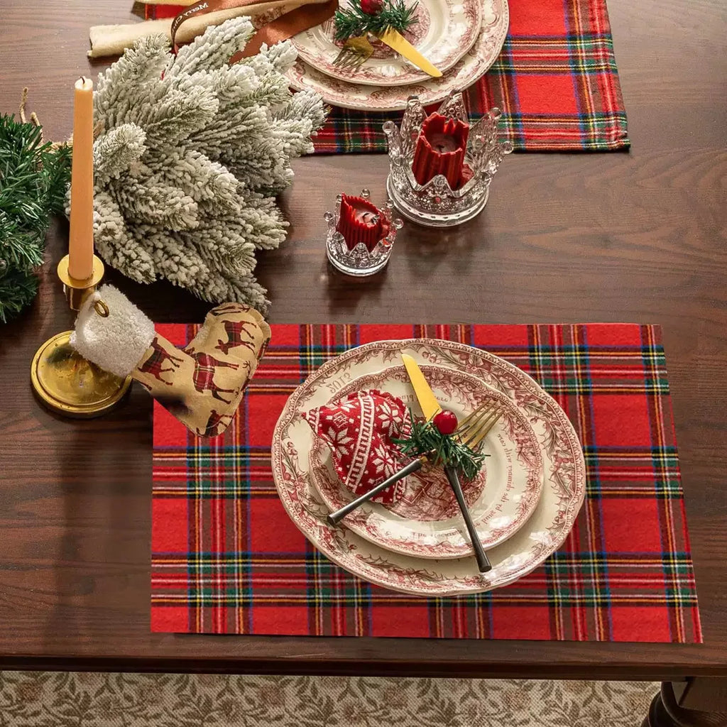Christmas Red Plaid Napkins Retro Checkered Napkins for Holiday Dinner Party Dining Festive Decor Dropshipping