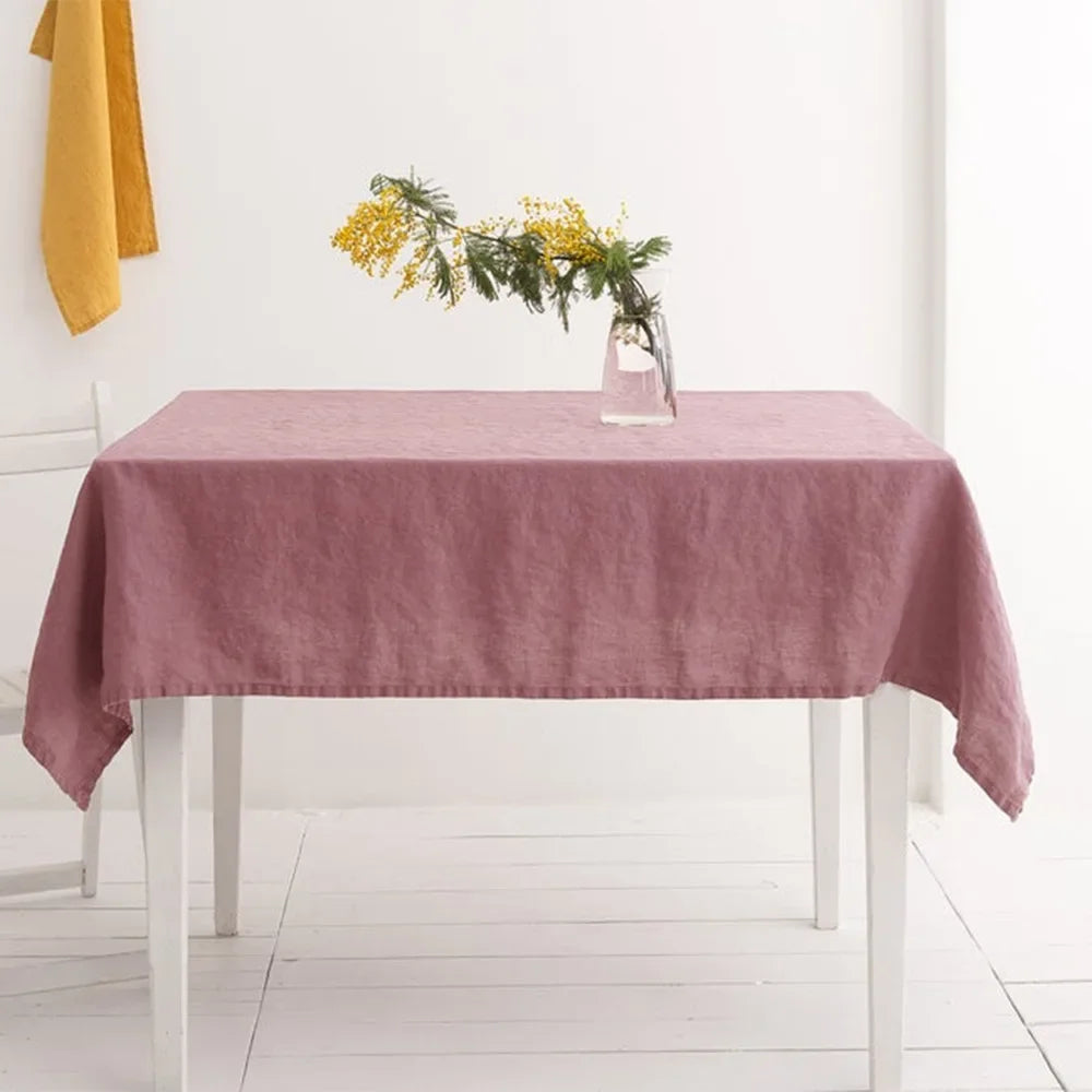100% Pure Linen Solid Color Table Cover,Natural Fabric Tablecloth,for Kitchen Dining Room Party Holiday Tabletop Decoration