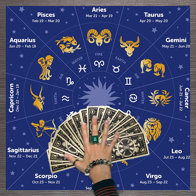 1pc Tarot card tablecloth, twelve constellations divination, starry sky altar cloth, Tarot card game decoration tablecloth