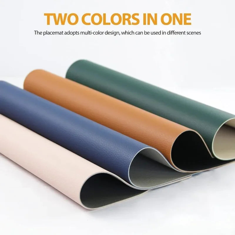 1/4/6pcs Color Blocking Table Leather Placemats,Washable for Dining,Heat-Resistant Non-Slip Insulation Waterproof Place Mats