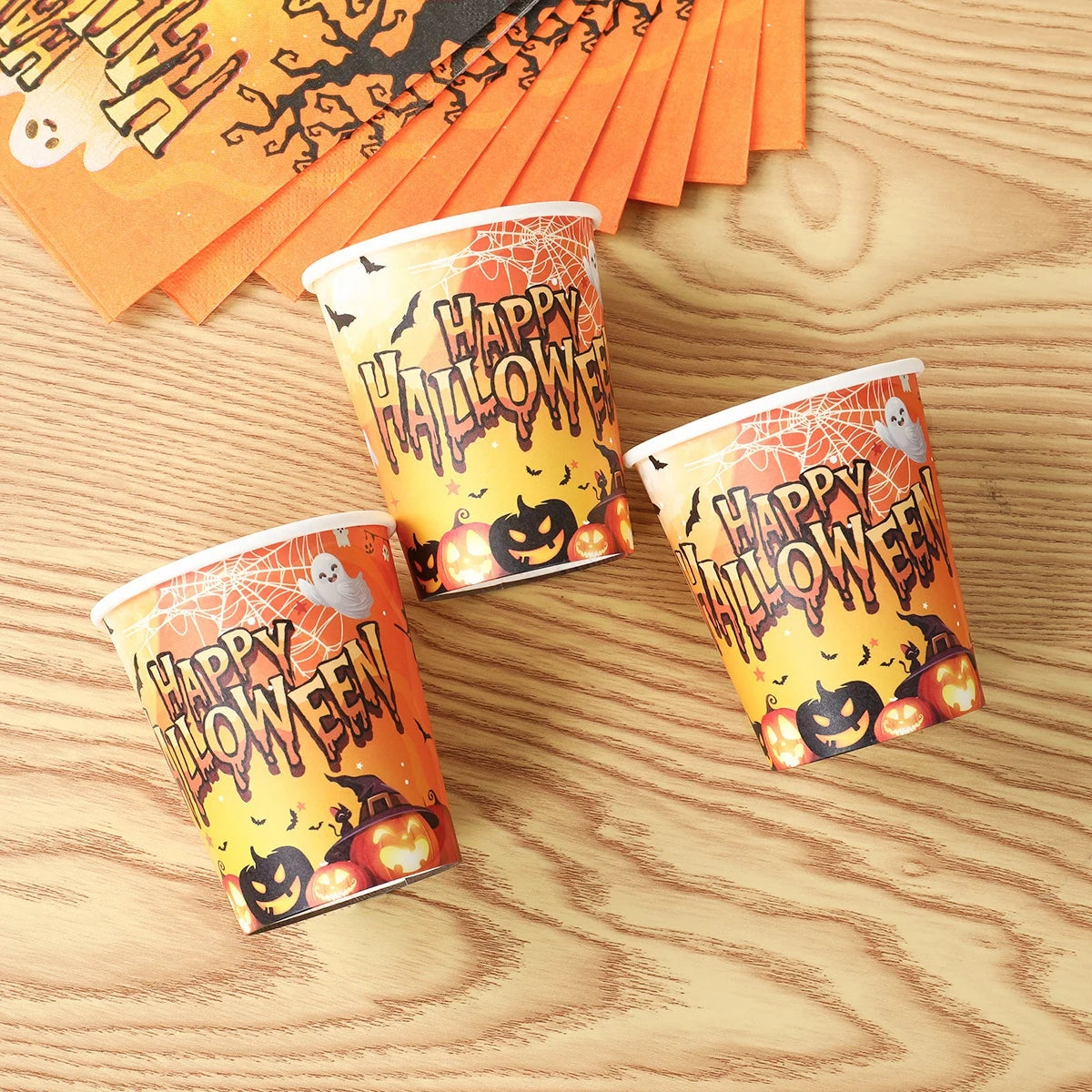 Halloween Them Party Decoration Set Halloween Pumpkins Tableware for Festival Paper Tableware Plate Napkin Towel Tissue Cup 2025