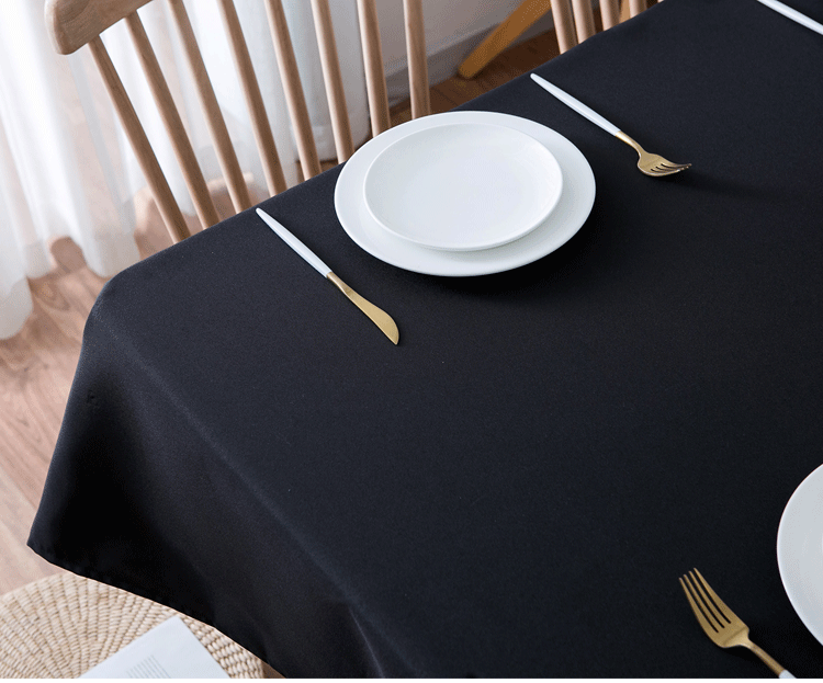 Solid black conference banquet hotel dining table exhibition advertising tablecloth officetable cloth art rectangular tablecloth