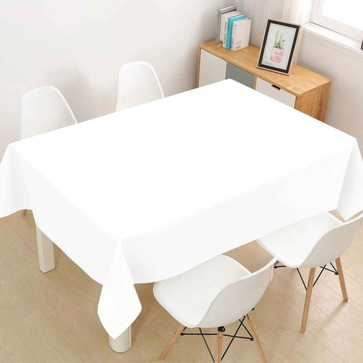 183×137cm Solid White Tablecloth Disposable Plastic Table Covers for Birthday Party Wedding Decoration Home Dinning Table Decor