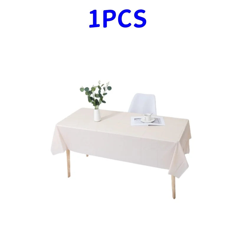 1pc Reusable Tablecloths 137x183cm BPA Free Plastic Dining Table Cover Cloth for Parties Picnic Camping Disposable Tablecloths