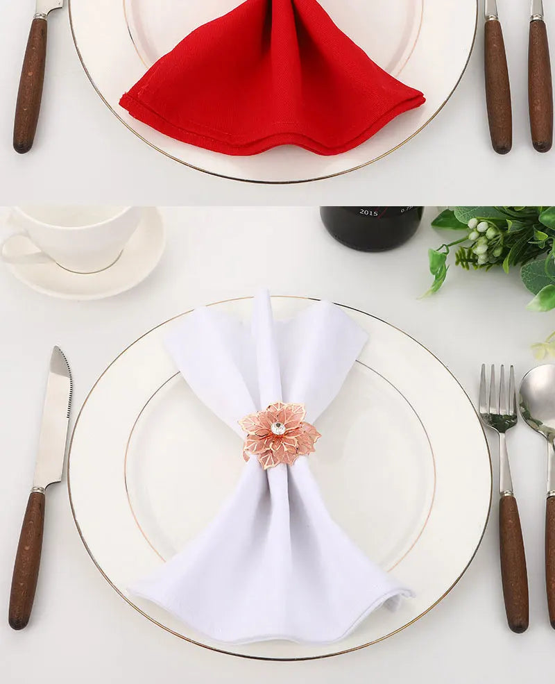 6pcs Metal Rings Napkin Holder Dinner Petals Dining Napkin Rings Anniversary Wedding Party Accessories Dinner Table Decoration