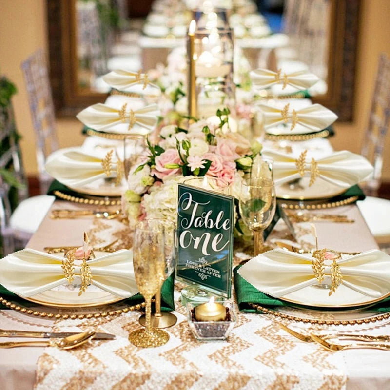 Gold Leaf Napkin Ring Buckles for Wedding Birthday Party Dinnig Table Decoration Christmas Thanksgiving Napkin Holder 1/6/12p
