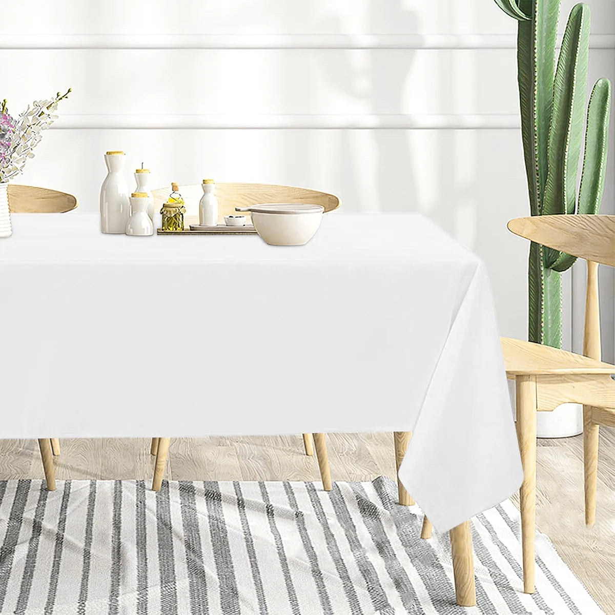 183×137cm Solid White Tablecloth Disposable Plastic Table Covers for Birthday Party Wedding Decoration Home Dinning Table Decor