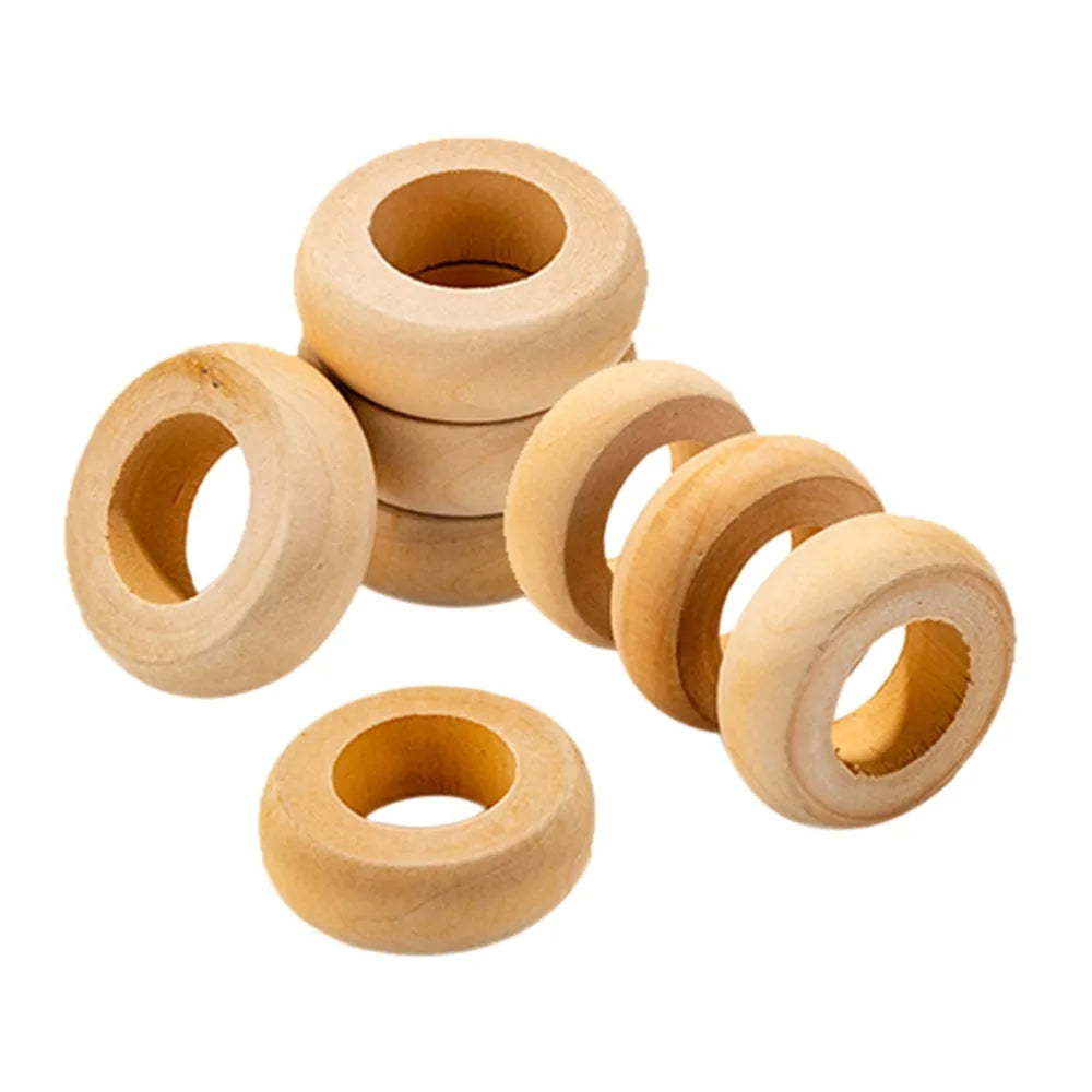 Natural Wooden Serviette Holders Napkin Rings Set Round Serviette Rings Bulk for Party Decoration Dining Table Family 10 Pcs