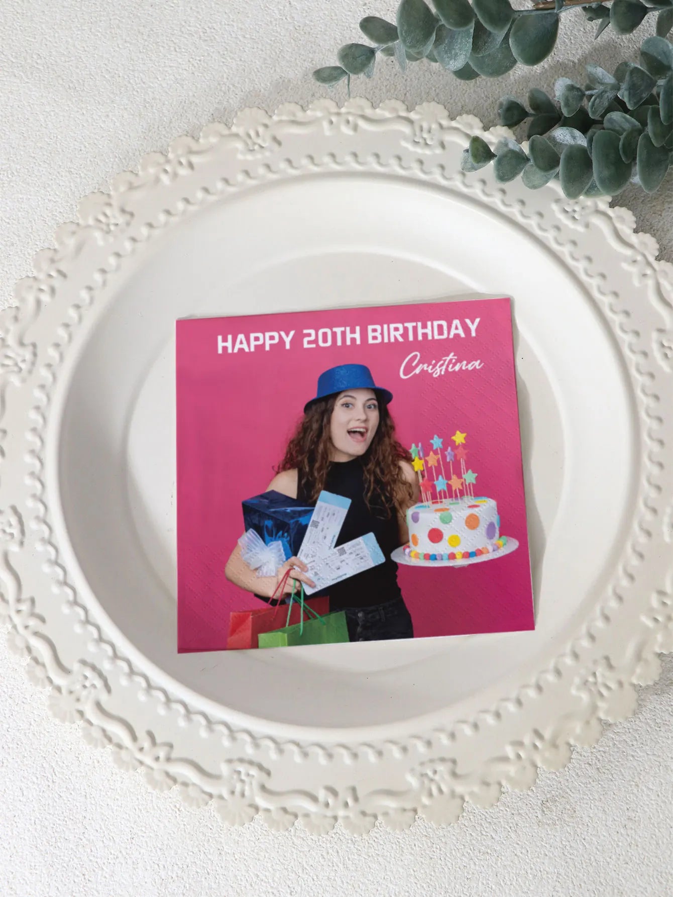 Personalised Photo Napkins Custom Printed for Wedding Engagement Graduation Anniversary Birthday Party Celebration Paper