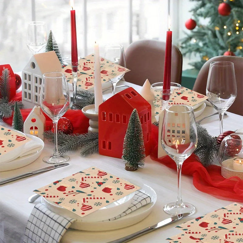 20Pcs Merry Christmas Design Printed Napkins Guest Towels Disposable Premium Dinner Napkins For Christmas Parties New Year Decor