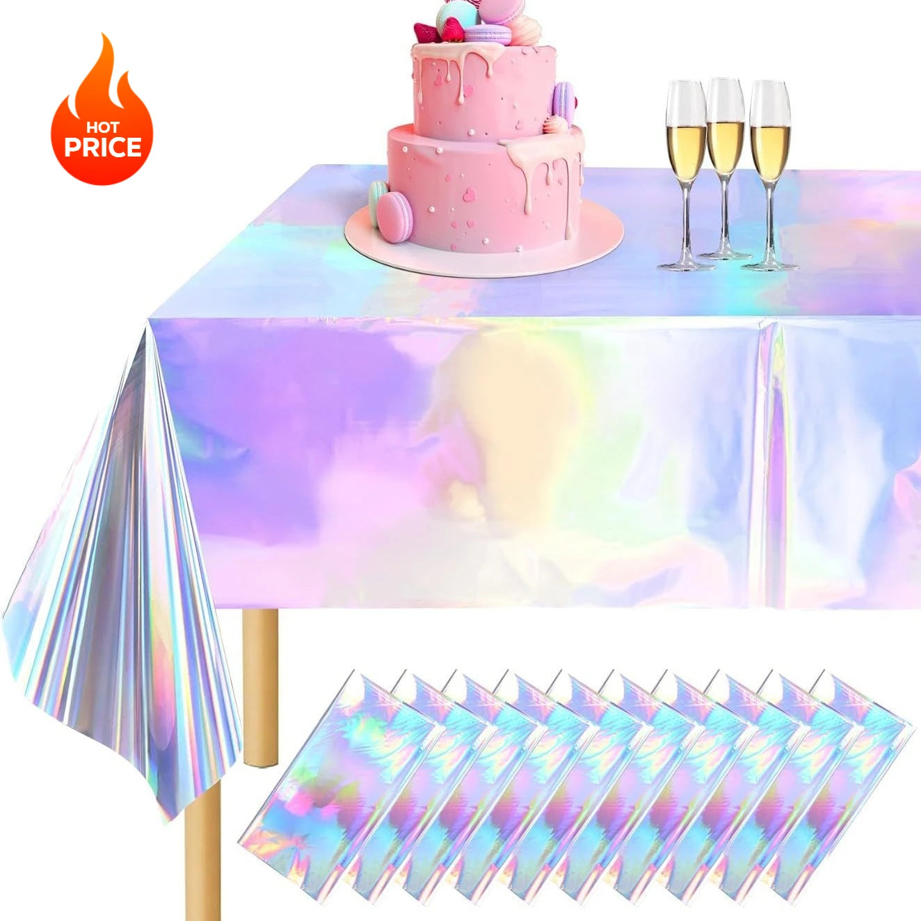 Tablecloth For Table Nappe De Table Tablecloth Birthday Holographic Shiny Iridescent Laser Disposable Covers Party Decorations