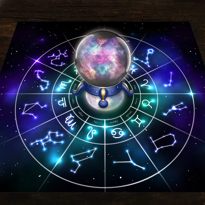 1pc Tarot card tablecloth, twelve constellations divination, starry sky altar cloth, Tarot card game decoration tablecloth