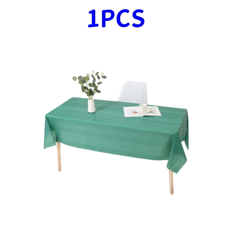 1pc Reusable Tablecloths 137x183cm BPA Free Plastic Dining Table Cover Cloth for Parties Picnic Camping Disposable Tablecloths