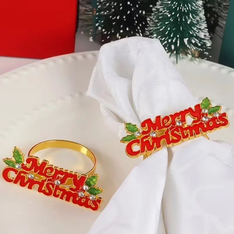 Holiday Christmas Thanksgiving Napkin Ring Holder Decorative Napkin Holder for Family Table Dinner Holiday Table Setting