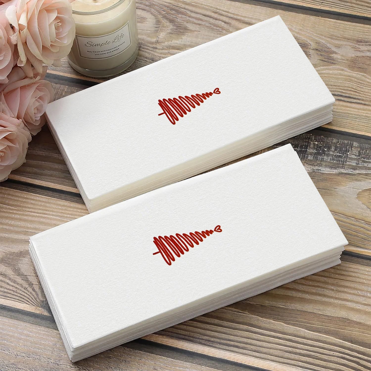 INYUDOME 25/50Pcs Printed Prefolded Disposable Linen-Feel Dinner Napkins - 11.81x16.92inch for Home Christmas Party, Bar