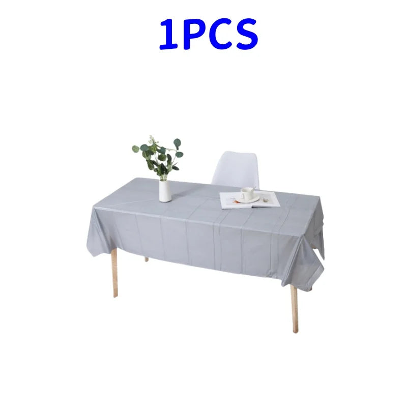 1pc Reusable Tablecloths 137x183cm BPA Free Plastic Dining Table Cover Cloth for Parties Picnic Camping Disposable Tablecloths
