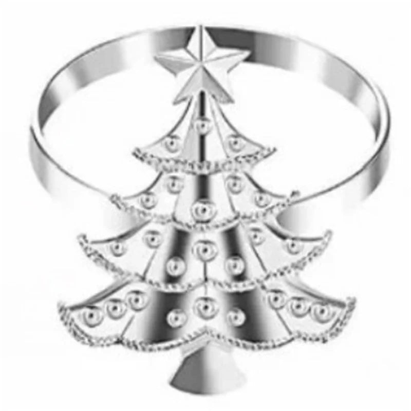 1/12PCS Christmas tree napkin ring, metal creative napkin buckle,silver gold mouth cloth circle, hotel table decoration supplies
