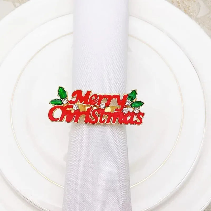 Holiday Christmas Thanksgiving Napkin Ring Holder Decorative Napkin Holder for Family Table Dinner Holiday Table Setting