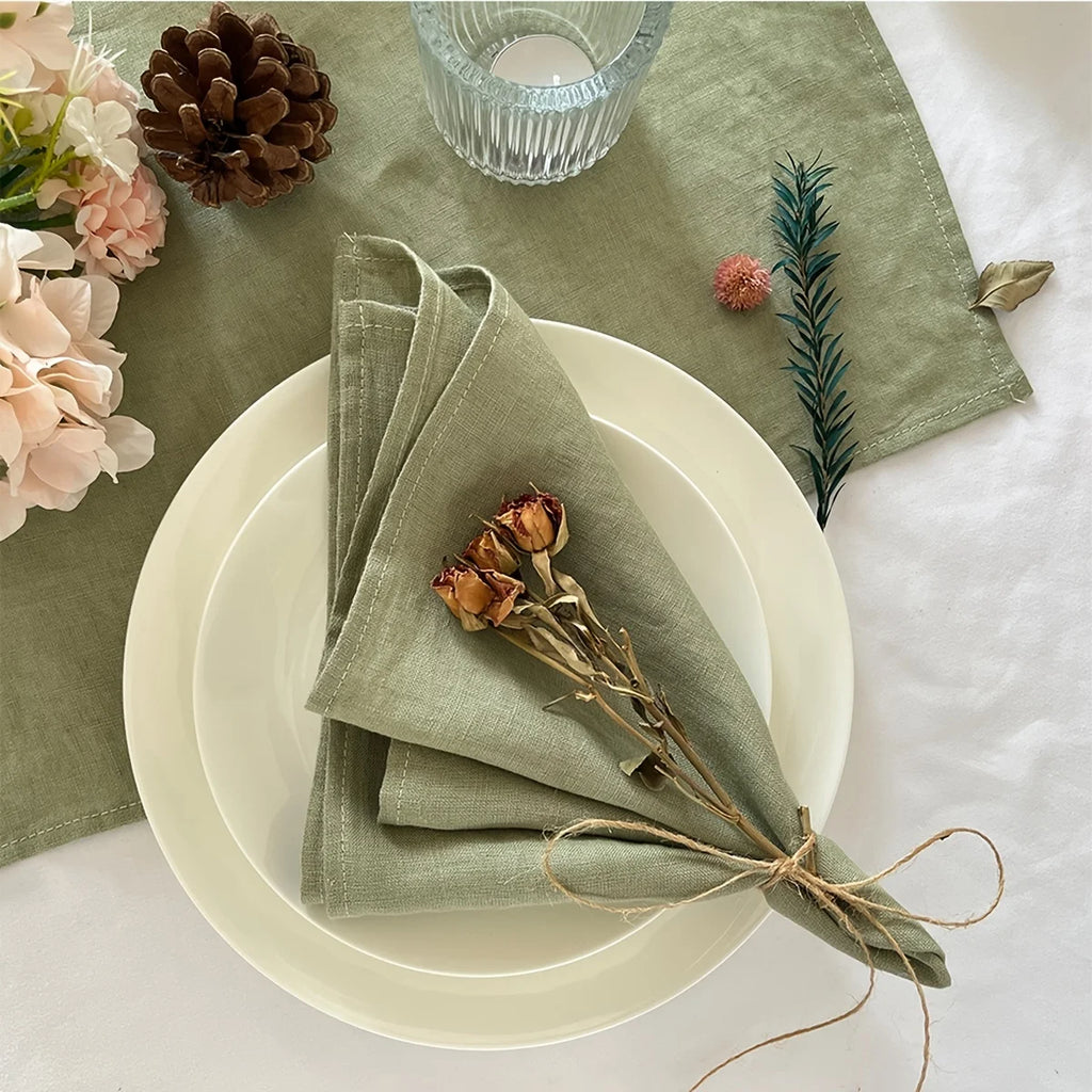 Set Of 6 40x40cm Table Cloth Napkins Durable Polyester Thicken Placemat Reusable for Kitchen Dining  Wedding Decoration