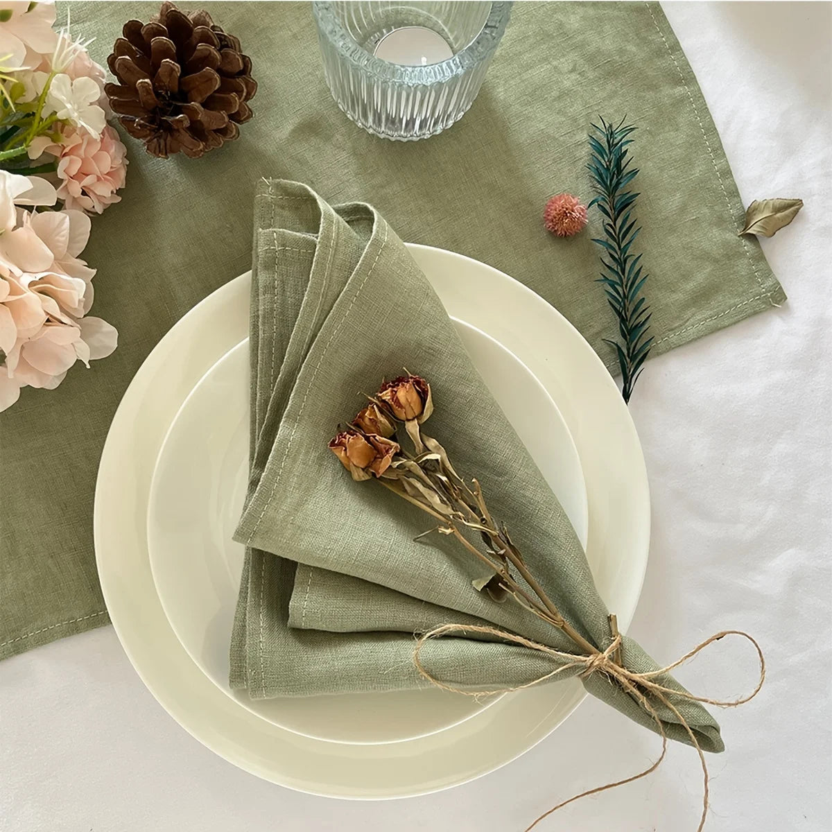 Set Of 6 40x40cm Table Cloth Napkins Durable Polyester Thicken Placemat Reusable for Kitchen Dining  Wedding Decoration