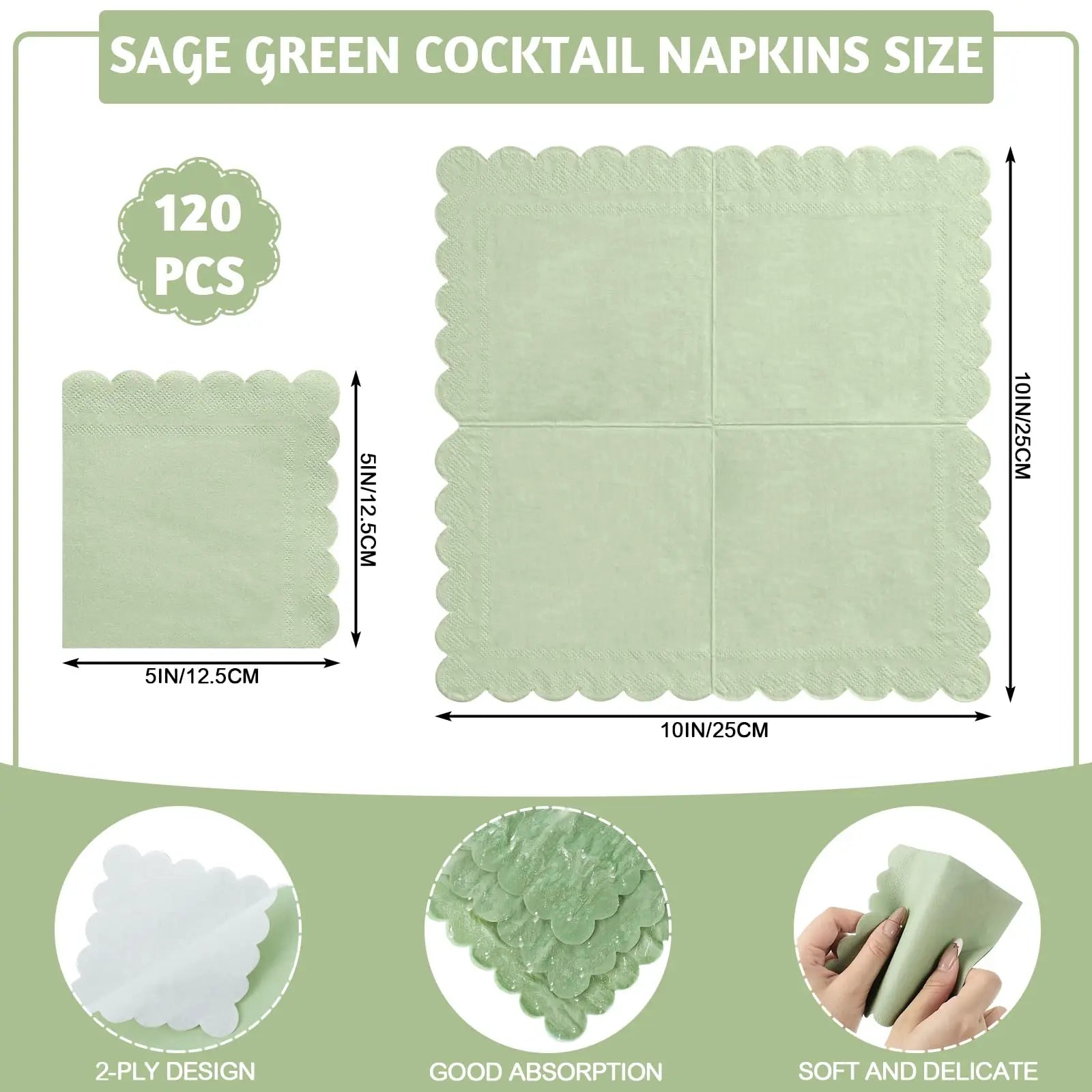 50Pcs Cocktail Napkin 2-Ply Dessert Napkins Disposable Napkins for Dinner Wedding Birthday Party Anniversary Reception Event