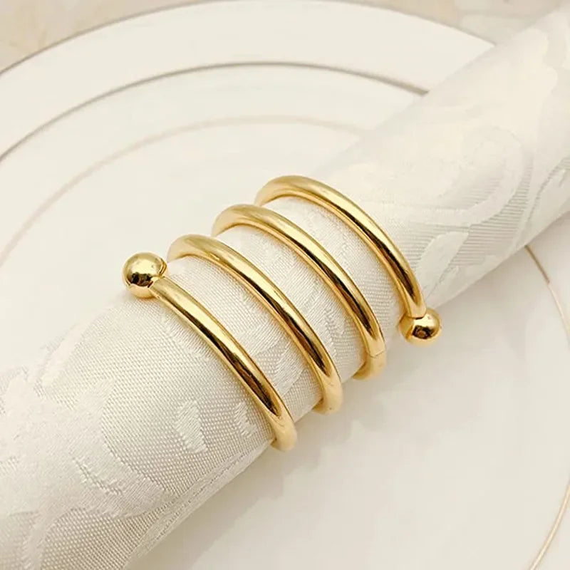12pcs Back Pattern Wedding Napkin Rings Table Decoration Hollow Out Family Gatherings Everyday Use Napkin Buckle Holder