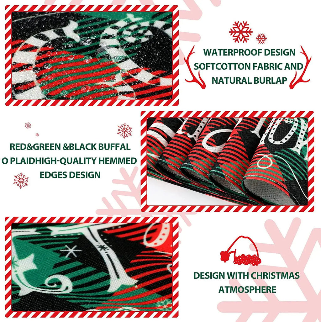 Christmas Meal Mat Christmas Decor Meal Mat Linen Printed Fabric Placemats Snowman Goblin Santa Tree Snowflake Desktop Decor