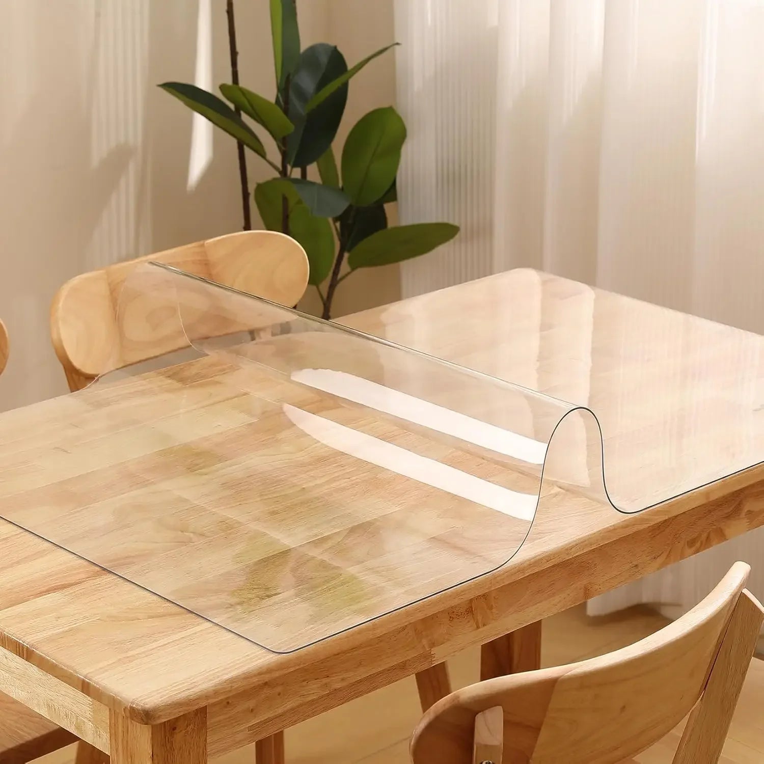 PVC transparent tablecloth with a thickness, heat-resistant, waterproof, and oil resistant dining table mat, 1pc