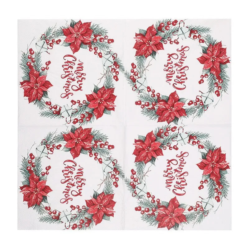 20Pcs/pack 33x33cm Christmas Series Printed Paper Disposable Table Dinner Napkin Tissues Xmas Party Decoration