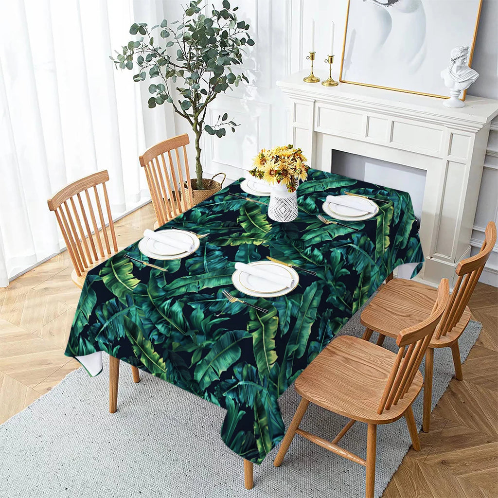 Floral Leaves Palm Leaves Printing Rectangular Waterproof Tablecloths for Table Party Decoration Dining TablesCover Manteles