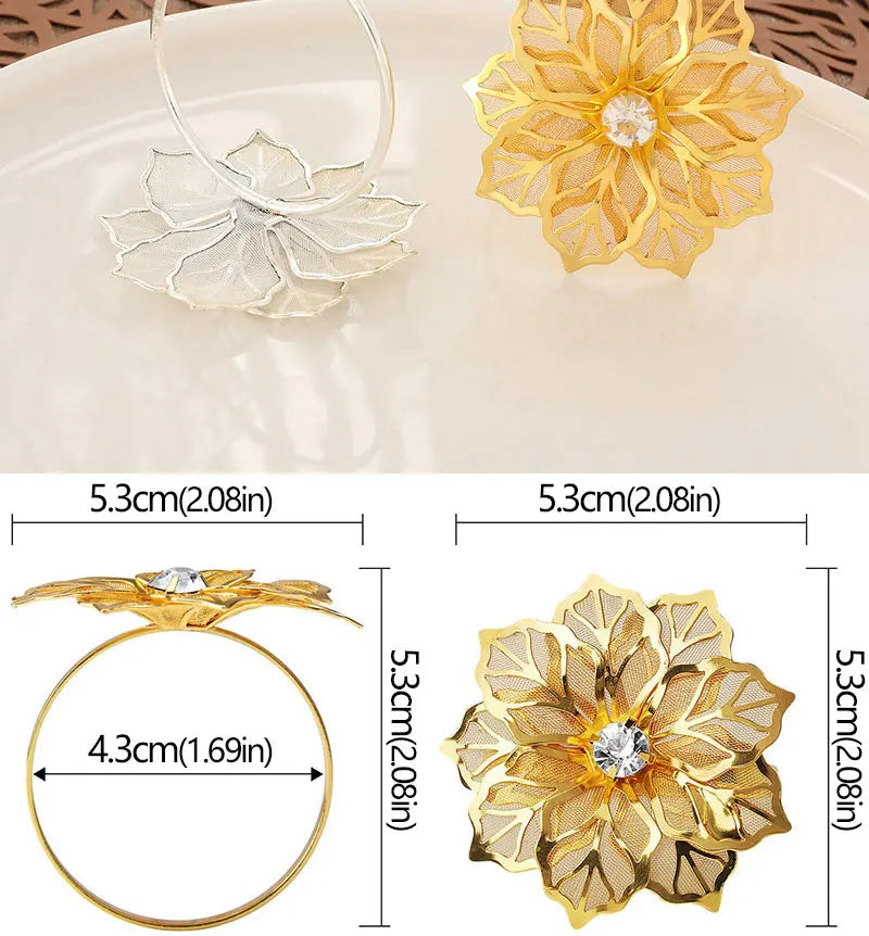 6pcs Metal Rings Napkin Holder Dinner Petals Dining Napkin Rings Anniversary Wedding Party Accessories Dinner Table Decoration
