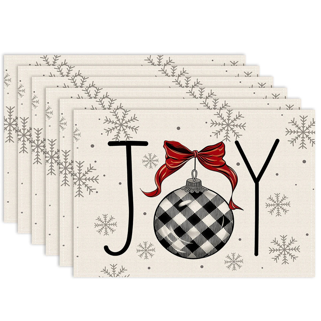 1/4/6pcs Christmas red snowflakes, Christmas tree design placemats, Christmas family party table decoration placemats,