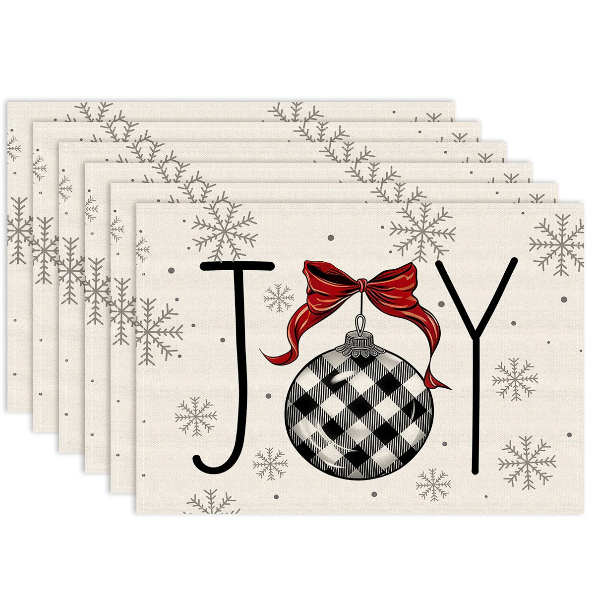 1/4/6pcs Christmas red snowflakes, Christmas tree design placemats, Christmas family party table decoration placemats,