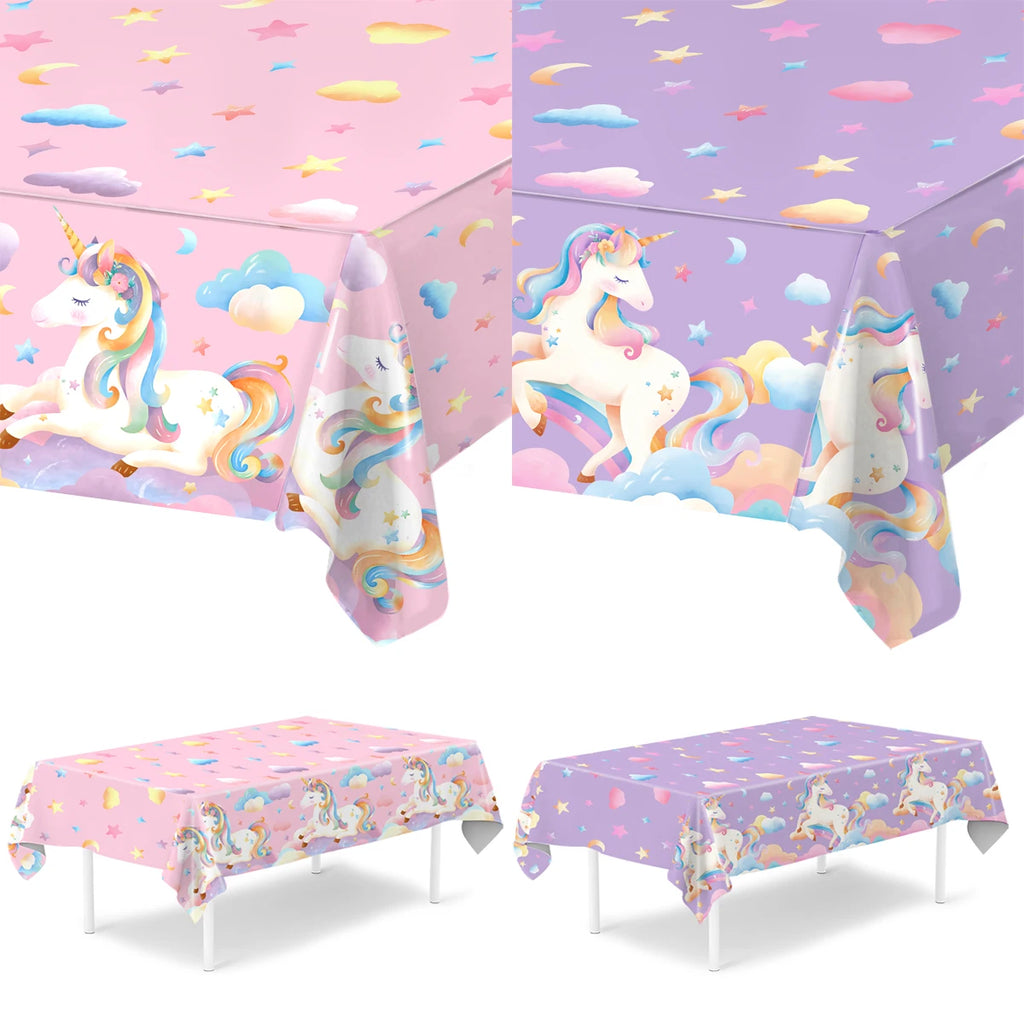 Rainbow Unicorn PE Tablecloth Happy Unicorn Theme Birthday Party Decorations Kids Favors Table Cover Girls Baby Shower Supplies