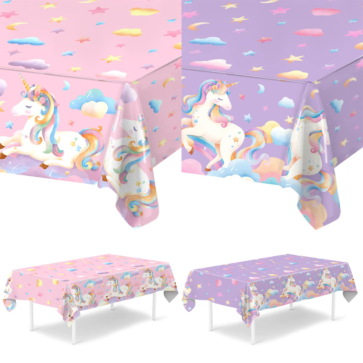 Rainbow Unicorn PE Tablecloth Happy Unicorn Theme Birthday Party Decorations Kids Favors Table Cover Girls Baby Shower Supplies