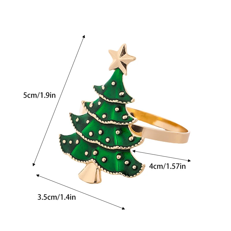 1/6Pcs Christmas Napkin Rings Xmas Tree Ornaments 2025 Christmas Home Kitchen Dinner Table Decoration New Year Party Supplies