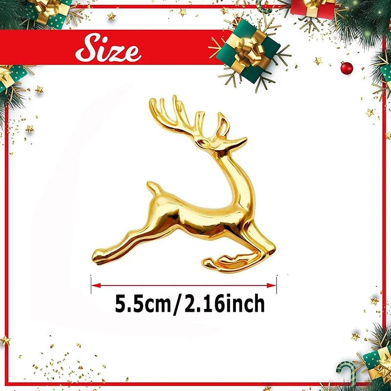 6PCS Christmas Golden Elk Napkin Ring, Family Combination Packaging, Elegant Retro Design,For Festival, Dinner Party Decoration