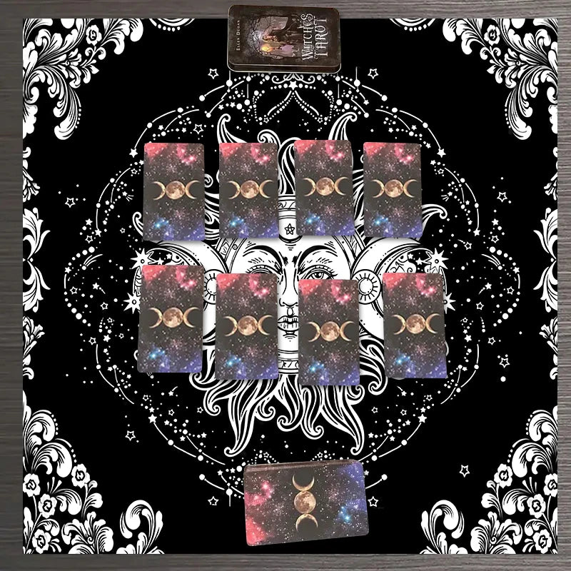 1pc Tarot card tablecloth, twelve constellations divination, starry sky altar cloth, Tarot card game decoration tablecloth