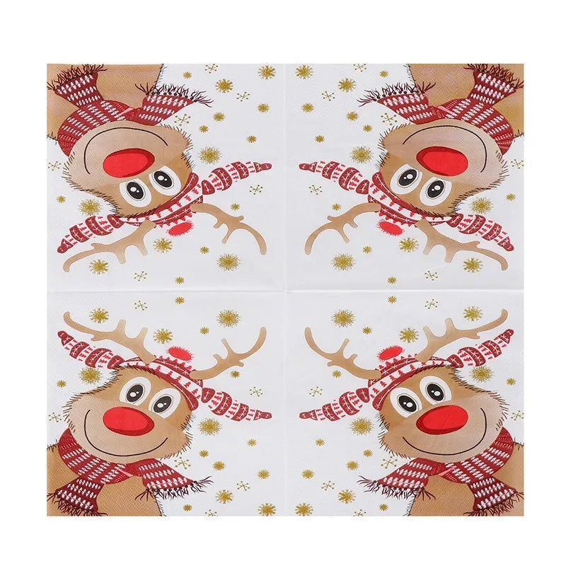 20Pcs/pack 33x33cm Christmas Series Printed Paper Disposable Table Dinner Napkin Tissues Xmas Party Decoration