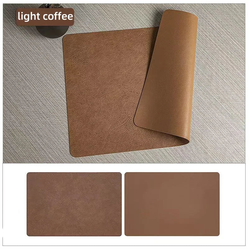Faux Leather Placemats Set of 1/4/6pcs ,Heat Resistant Non-Slip Waterproof,Double-Sides,Kitchen Dining PU Table Place Mats