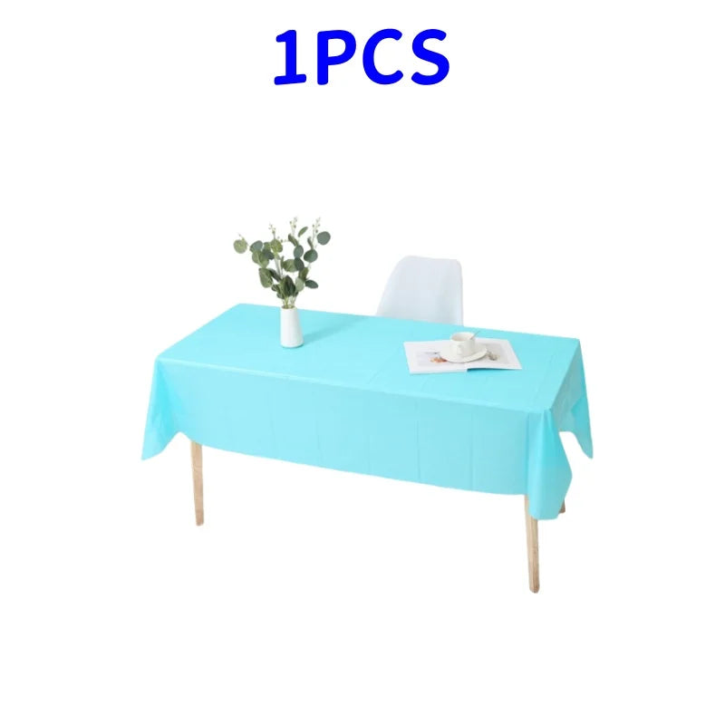1pc Reusable Tablecloths 137x183cm BPA Free Plastic Dining Table Cover Cloth for Parties Picnic Camping Disposable Tablecloths