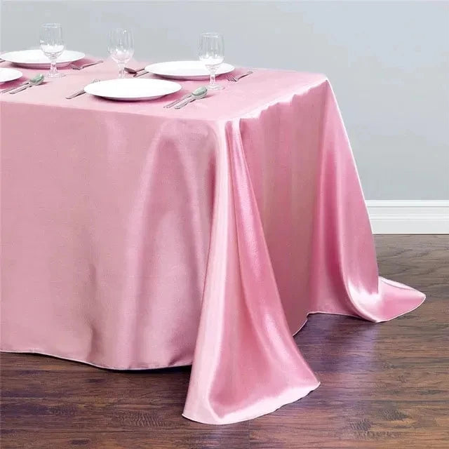 Solid Color Satin Table Cloth Tablecloth Table Cover Overlay For Birthday Wedding Banquet Restaurant Festival Party Supply