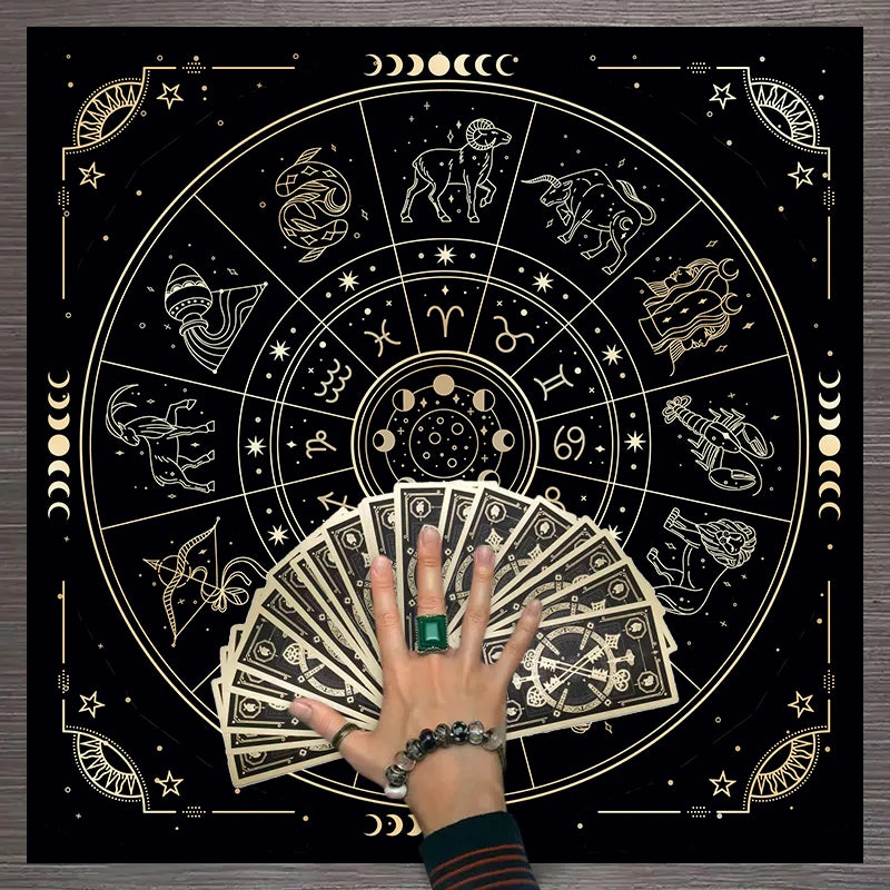 1pc Tarot card tablecloth, twelve constellations divination, starry sky altar cloth, Tarot card game decoration tablecloth