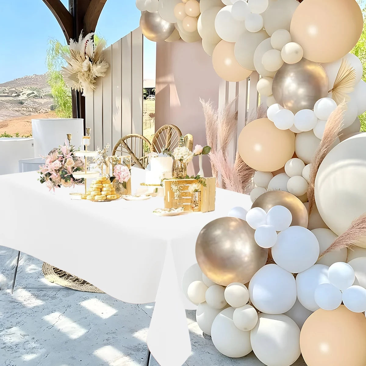 183×137cm Solid White Tablecloth Disposable Plastic Table Covers for Birthday Party Wedding Decoration Home Dinning Table Decor