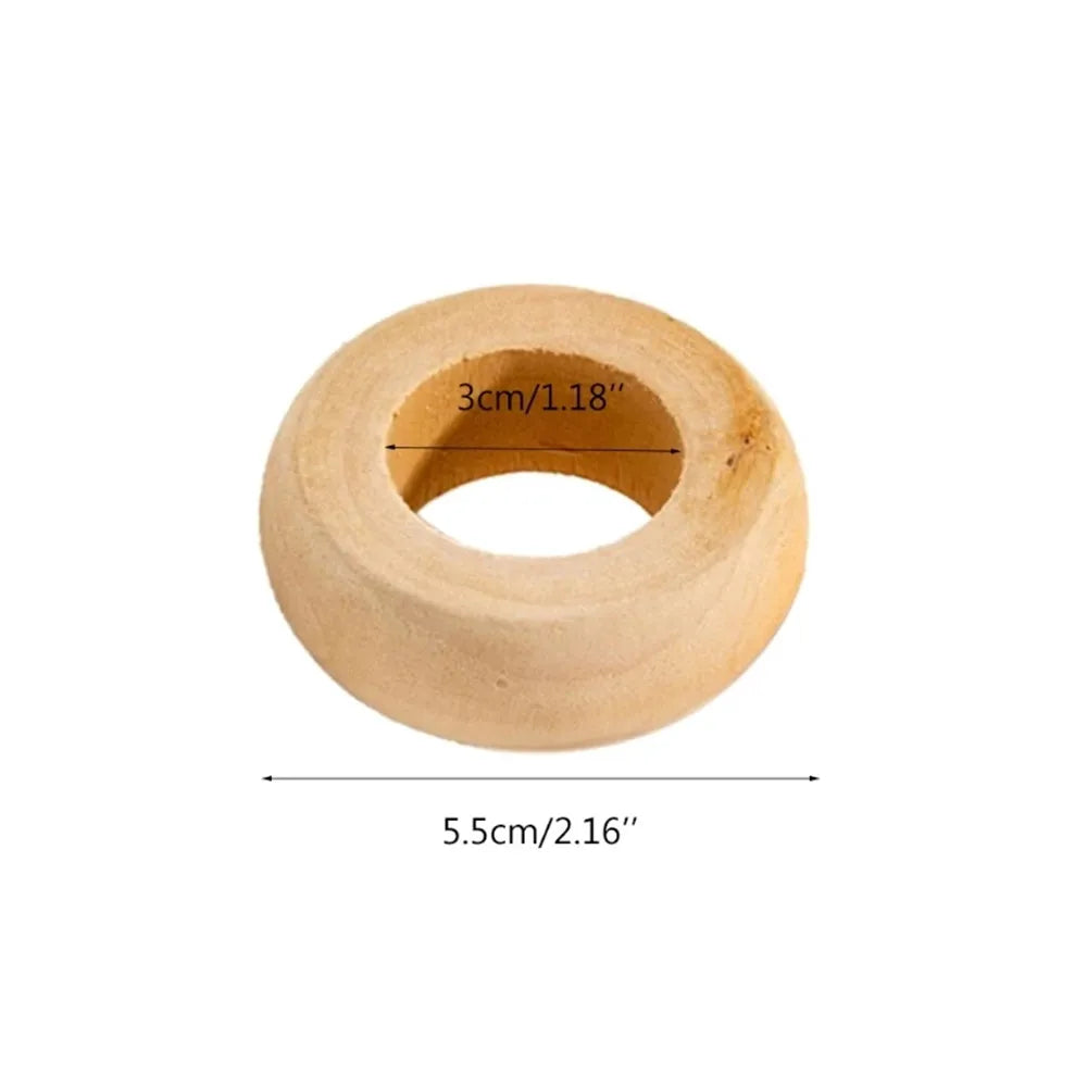 Natural Wooden Serviette Holders Napkin Rings Set Round Serviette Rings Bulk for Party Decoration Dining Table Family 10 Pcs